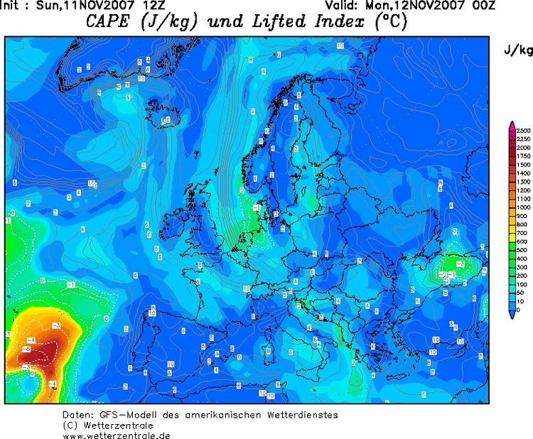 Carta CAPE e Lifted Index